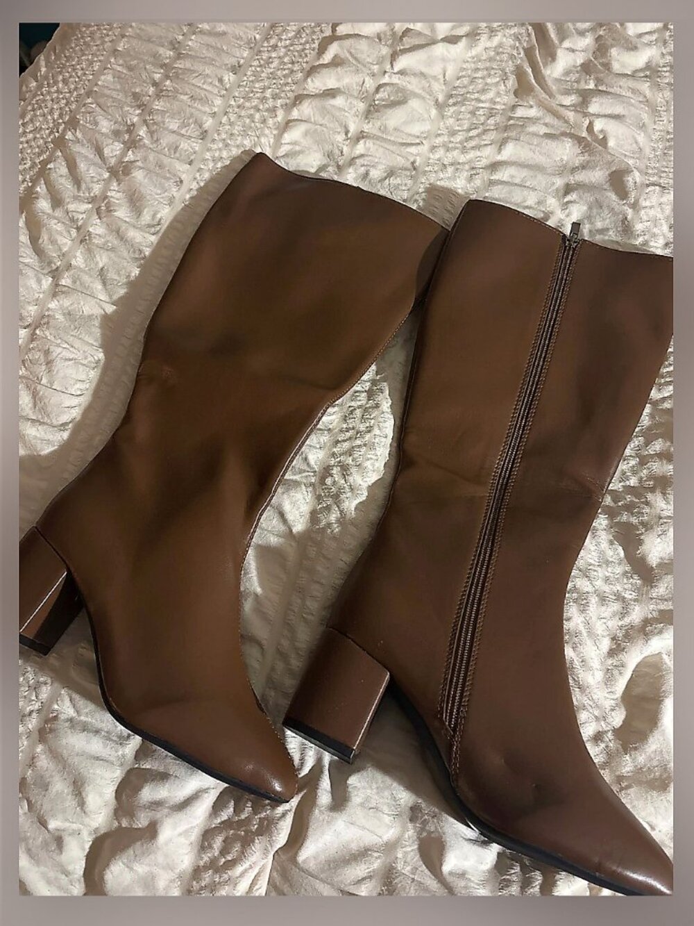 Brown leather boots